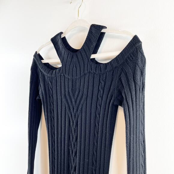 Anne Fontaine Amandine Long Sleeve Knit Dress With Shoulder Cutouts Black Small - Picture 7 of 14